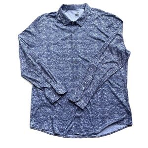 Raffi Dress Casual Button down top Navy bluw Denim Geo‎ Print Long Sleeve XXL